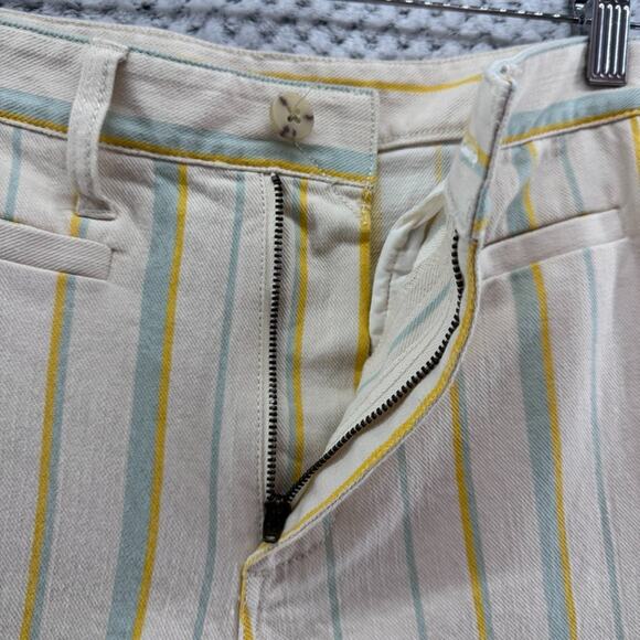 Madewell Pants Womens 24P Yellow Striped Emmett Wide Leg Crop High Rise Trouser - Picture 6 of 15